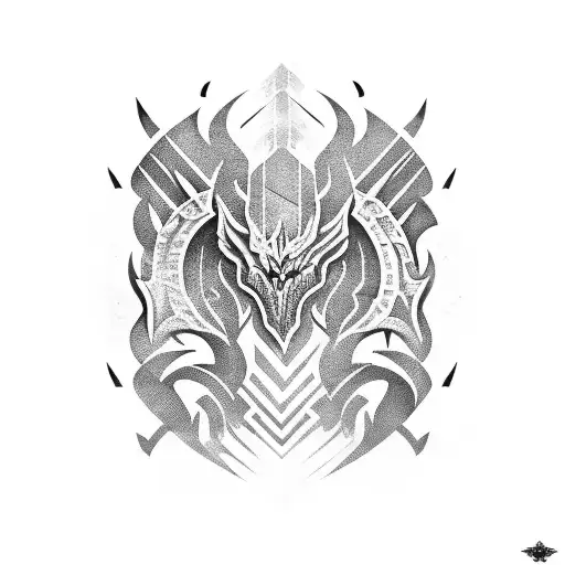 Nordic Sleeve With Fatalis From Monster Hunter And Nordic Runes