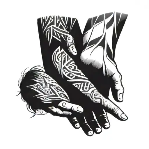 Father Son And Daughter Holding Hands Reaching