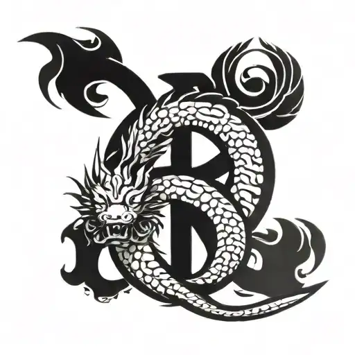 Rm Letters In Japanese Dragon