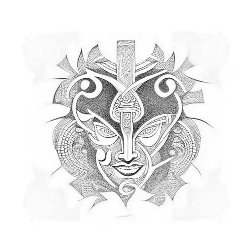 Zentangle Pattern Mixed Maori Medusa