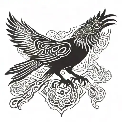 Raven From Slavic Mythology With Eyes In Its Paws