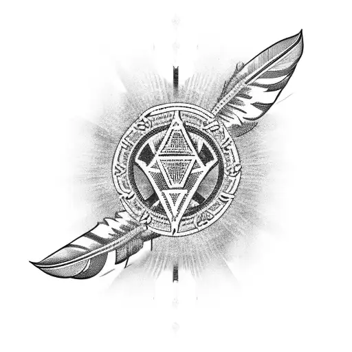 Broken Chains With Cross And Eagle Feathers