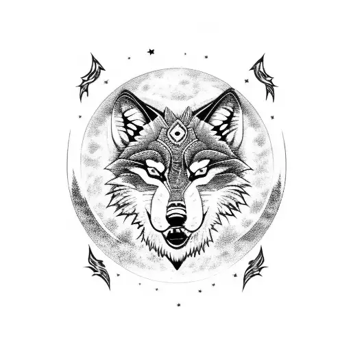 A Fierce And Majestic Wolf Howling At The Moon