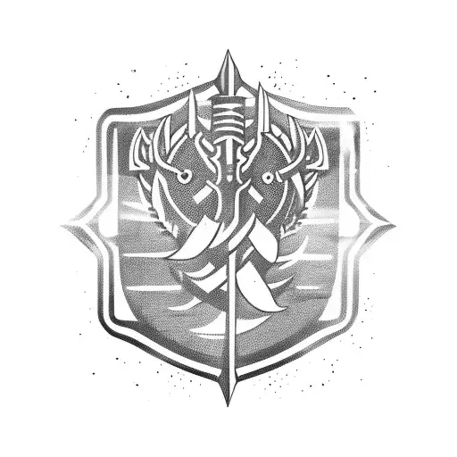 Shoulder Armor With Flaming Sword And Greek Word For Warrior