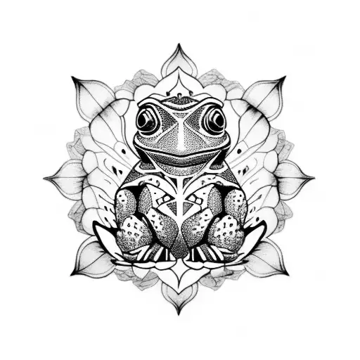 Bufo Alvarius With Lotus Flower