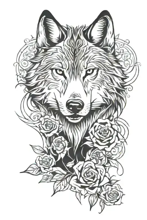 Wolf Blended By Roses