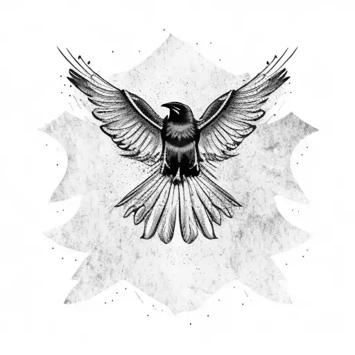 A Raven From Above With Spread Wings Mid Flight Viking Style