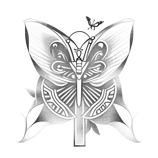 Arrow With Butterfly And Lotus Flower