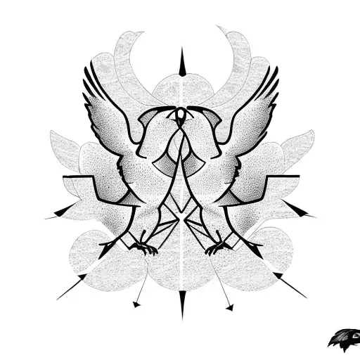 Two Ravens Flying Clockwise Around A Centric Tree Of Life