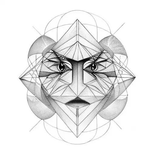 Geometrical Abstract Face With Sacred Geometry