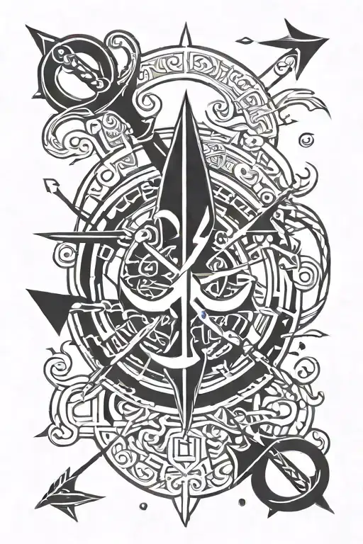 Cancer Zodiac Symbol On Shoulder And An Anchor And A Broken Arrow