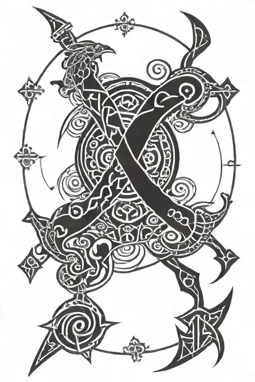 Cancer Zodiac Sign And Nordic Runes Full Sleeve