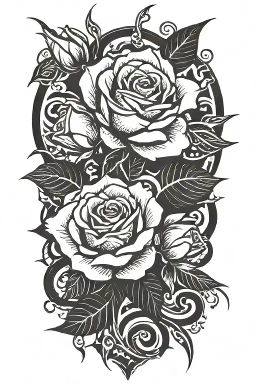 Rose With Stem And Thorns Beautiful Design Featuring