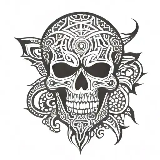 Tribal Armband Pattern Skull Inside