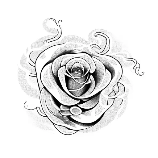 Snake Crawling Up Towards A Rose