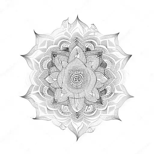 Mandala Yoga For Trizeps With Arrows Lotus Flower And Pranayama Symbol