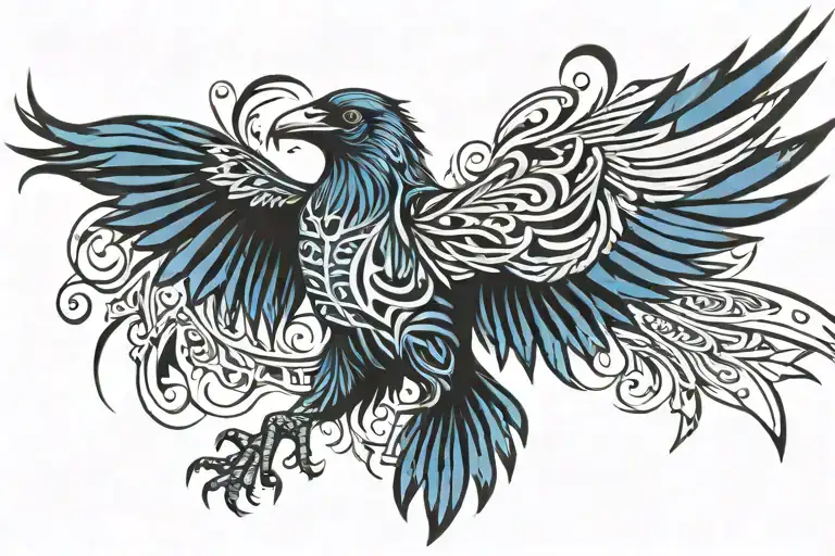 Blue Raven Flying