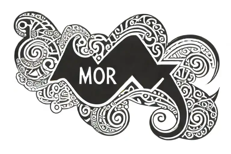 Maori Design In It Blue Black And White Tattoo Design Using Letters Otf