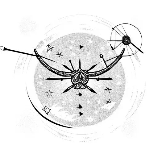 A Sagittarius Archer Shooting Arrow Constellations In A Nature-inspired Scene