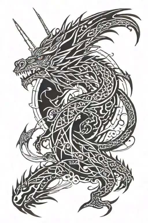 Dragon And Fishing Scene