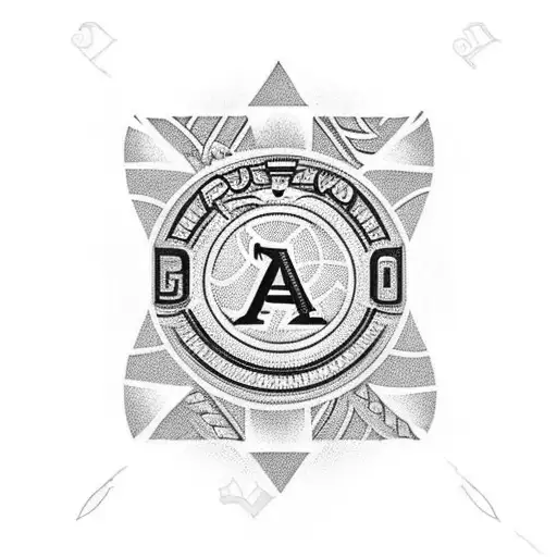 A Traditional Tattoo Of A Baseball Diamond With Alpha Phi Alpha Symbols Incorporated