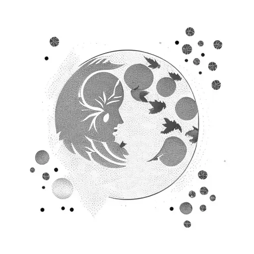 Moon With Olive Leaves