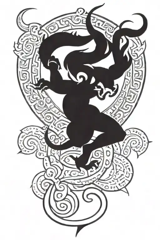 Devil Holding Om Symbol Surrounded