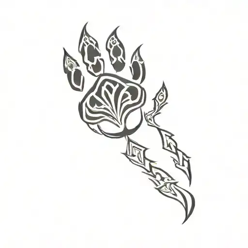 A Paw Print Surrounded With A Nordic Design With Runes