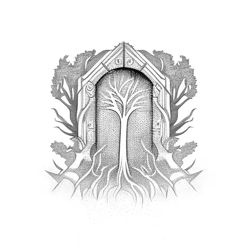 A Secret Door Hidden Within A Majestic Tree