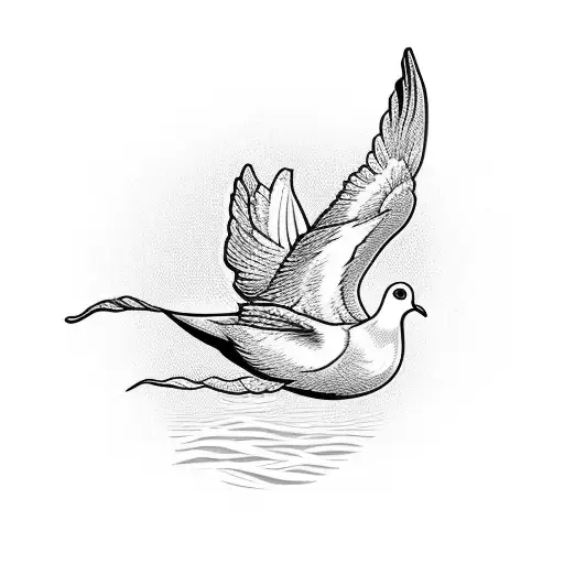 Majestic Dove Looking Out At The Ocean And Sunset