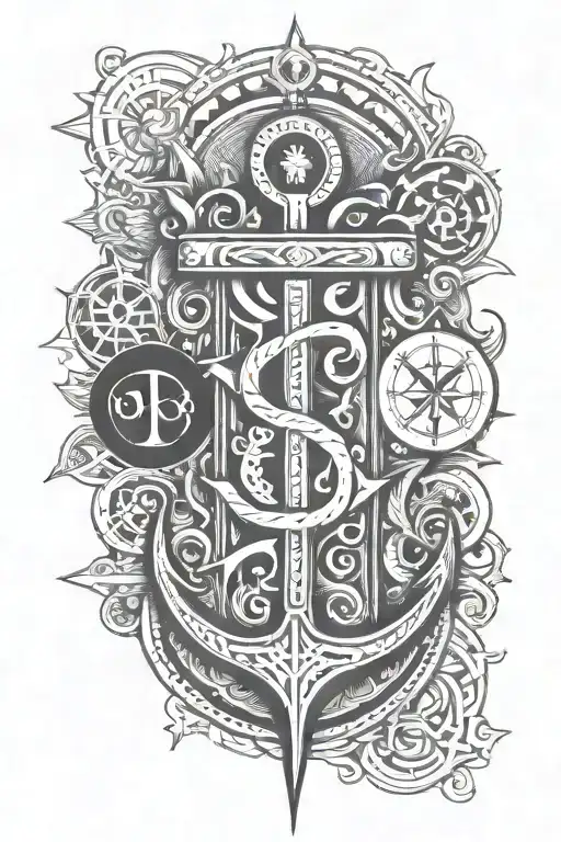 The Word Johansson With Anchor And Flame