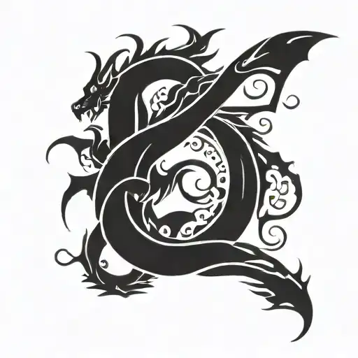 Aquarius Poring Water Into A Dragon That Is Circling To Eat Him