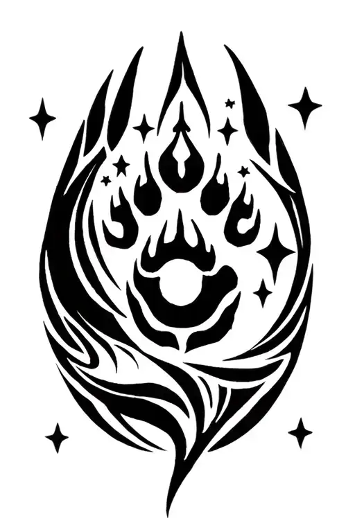 Wolf Paw Print Moon And Stars