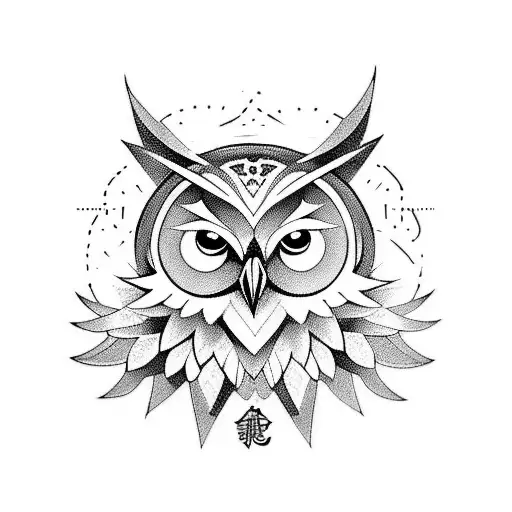 Incorporate An Owl And Anime Elements In A Blackwork Tattoo Ins