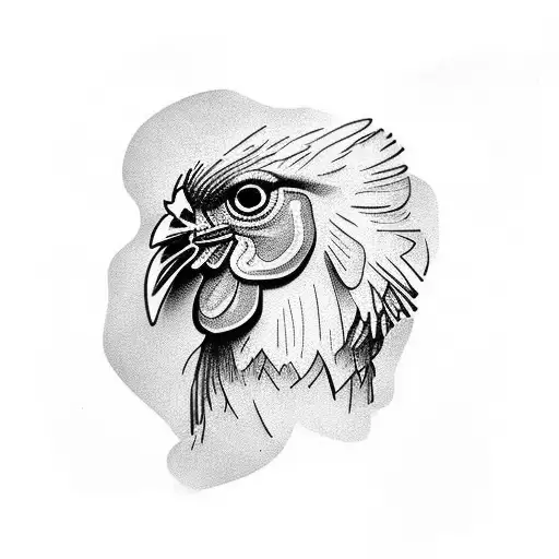 A Portrait Of Chicken Just Done Fighting There's Few Feathers