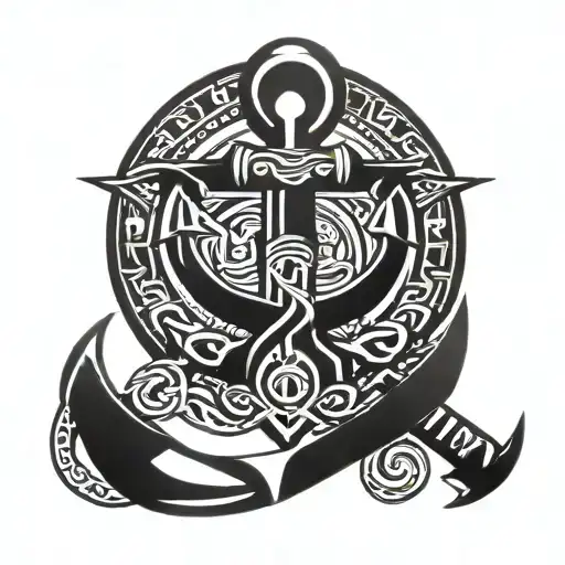 Anchor With Mayan Symbol Integrated