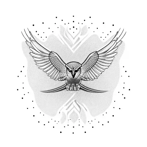 Flying Military Owl Holding Pure Flame