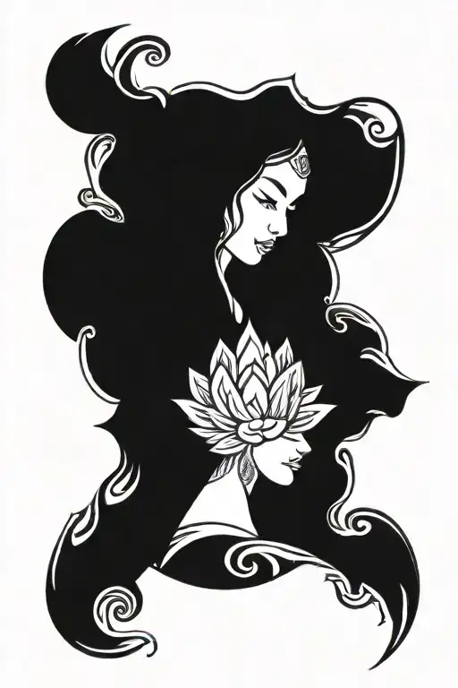 Woman Emerging From Lotus Flower
