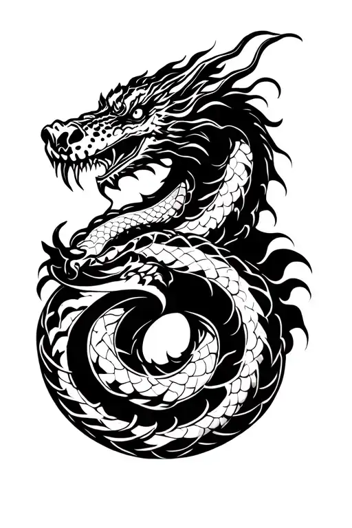 Dragon Eating A Snake