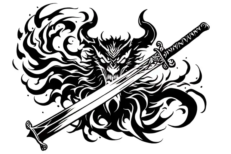 Demon On Samurai Sword