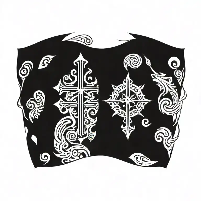 Cross In The Center Angels And Demons On Each Side