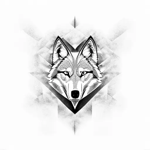 White And Black Wolf With Fire And Air With Infinity Triangle