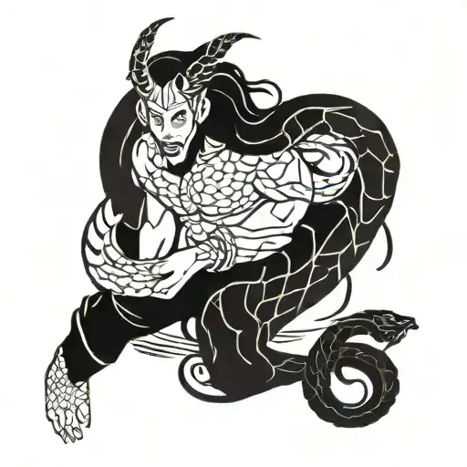 Loki Norse Chained In A Rock And Snake Slithering