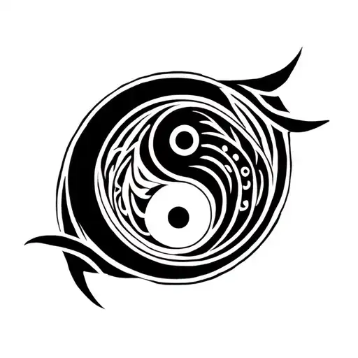 Unalome Symbol With Yin Yang Symbol