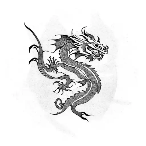 Dragon With Waves