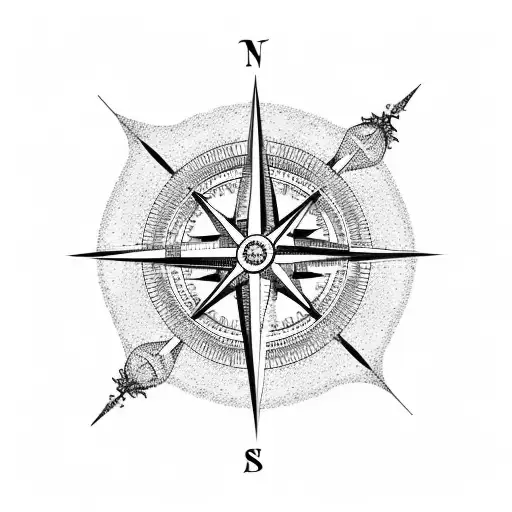 Compass Surrounded By Beach And Snow