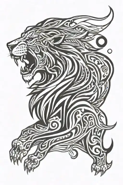 Lion Roaring Side Profile