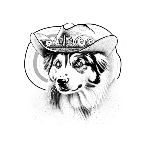 Australian Shepherd Wearing Cowboy Hat