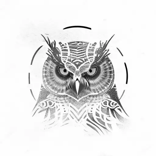 Black Snow Owl With Dark Orange Eyes