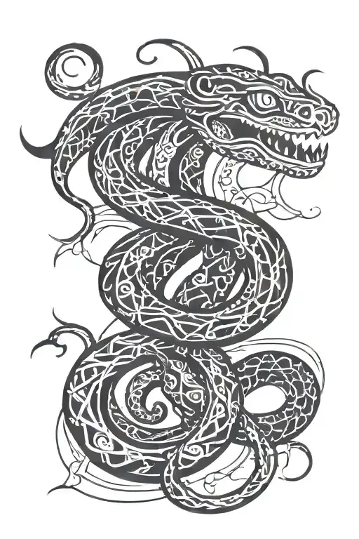 Tribal With Snake Wrapped